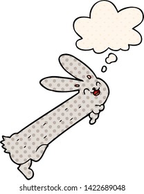 lustiges Cartoon-Kaninchen mit Gedankenblase im Comicstil
