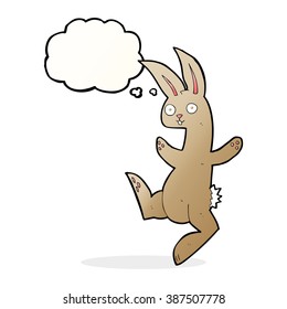 funny cartoon rabbit with thought bubble
