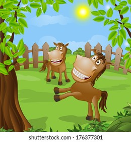 funny cartoon rabbits. Vector illustration 