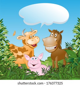 funny cartoon rabbits. Vector illustration 