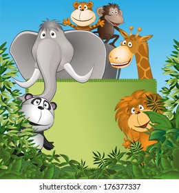 funny cartoon rabbits. Vector illustration 