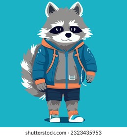 Funny Cartoon Raccoon Illustration, Colorful Clip Art, Digital Vector Artwork