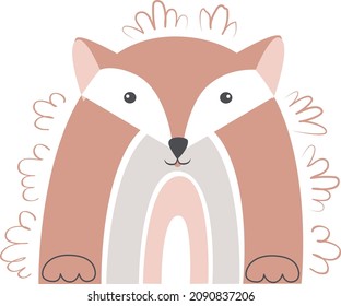 Funny cartoon rainbow fox. Decor for baby textiles, shower and baby room