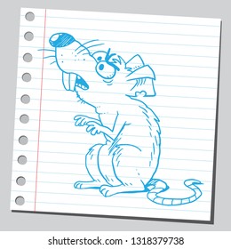 Funny cartoon rat character