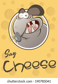 rata de caricatura divertida con fondo de queso