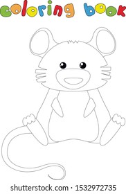 Funny cartoon rat. Coloring book for kids. Digital illustration