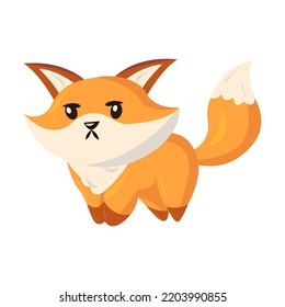 Funny cartoon red fox with emotion. Cute animal smiling, crying, laughing, sleeping, feeling happy, angry, sad. Vector illustration