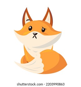 Funny cartoon red fox with emotion. Animal smiling, crying, laughing, sleeping, feeling happy, angry, sad. Vector illustration