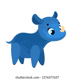Funny cartoon rhinoceros. Vector illustration in children's style, for children's books, t-shirt prints, greeting cards, posters, stickers or decor