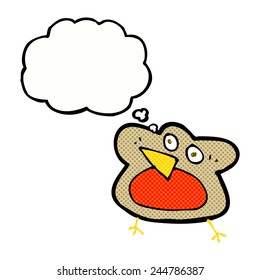 funny cartoon robin with thought bubble