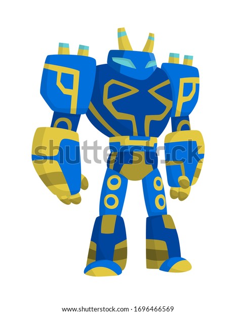 おかしな漫画ロボット かわいいレトロなロボット 子ども向けのロボット 腕を持つ人造ロボットのキャラクター おもちゃのキャラクター未来の人工ロボット 機械のサイボーグベクターイラスト のベクター画像素材 ロイヤリティフリー