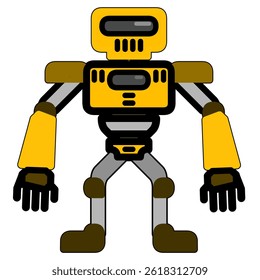 funny cartoon robot with isolated background