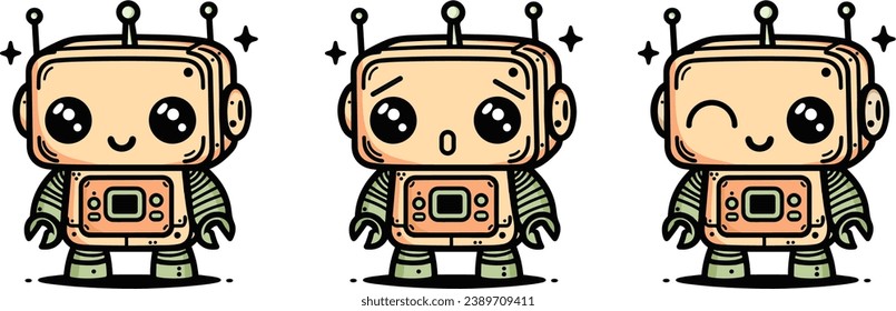 Funny cartoon robot on Retro-Styled