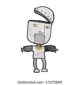 funny cartoon robot with open head