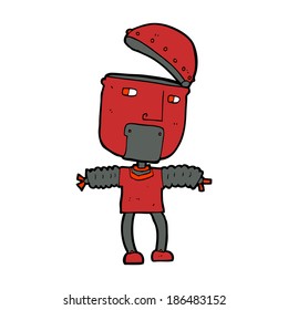 funny cartoon robot with open head