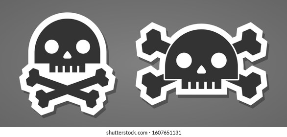 Funny cartoon robot skull machine head crossbones icon symbol vector illustration