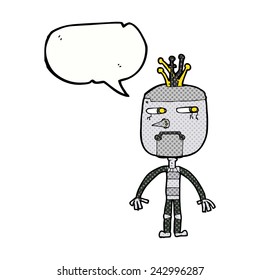 robot de caricatura divertido con burbuja de habla