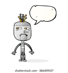 lustiger Cartoon-Roboter mit Sprachblase