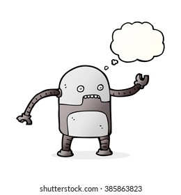 robot cómico con burbuja de pensamiento
