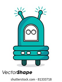 Funny cartoon robot toy, vector illustration