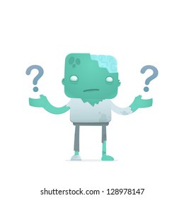 funny cartoon robot in various poses for use in advertising, presentations, brochures, blogs, documents and forms, etc.
