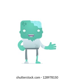 funny cartoon robot in various poses for use in advertising, presentations, brochures, blogs, documents and forms, etc.