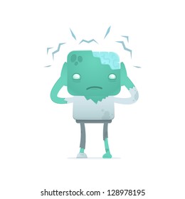 funny cartoon robot in various poses for use in advertising, presentations, brochures, blogs, documents and forms, etc.