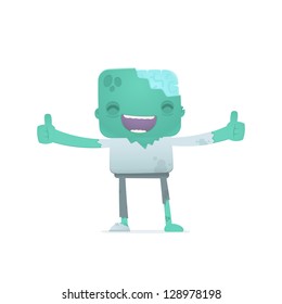 funny cartoon robot in various poses for use in advertising, presentations, brochures, blogs, documents and forms, etc.