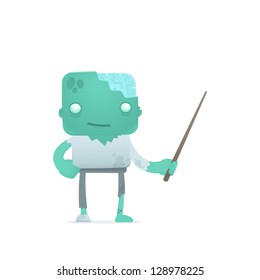 funny cartoon robot in various poses for use in advertising, presentations, brochures, blogs, documents and forms, etc.