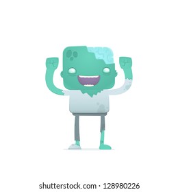 funny cartoon robot in various poses for use in advertising, presentations, brochures, blogs, documents and forms, etc.