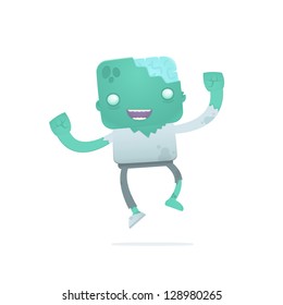 funny cartoon robot in various poses for use in advertising, presentations, brochures, blogs, documents and forms, etc.