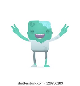 funny cartoon robot in various poses for use in advertising, presentations, brochures, blogs, documents and forms, etc.