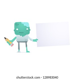 funny cartoon robot in various poses for use in advertising, presentations, brochures, blogs, documents and forms, etc.