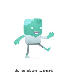 funny cartoon robot in various poses for use in advertising, presentations, brochures, blogs, documents and forms, etc.