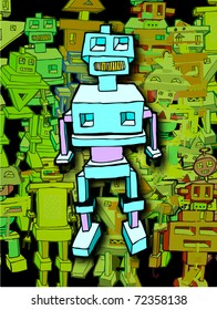Funny Cartoon Robot (vector)