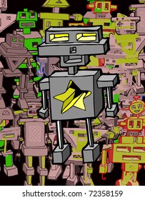 Funny Cartoon Robot (vector)