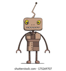 Funny cartoon robot. Vector illustration