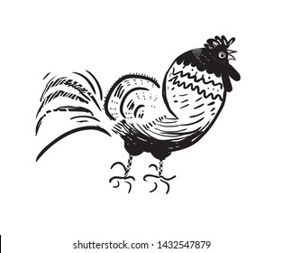 Funny Cartoon Rooster Vector Illustration Stock Vector (Royalty Free ...