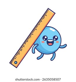 A funny cartoon ruler design vector with a cartoon carecter