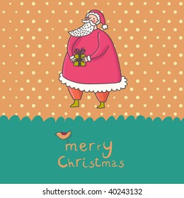 Funny cartoon Santa on Christmas card