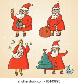 Funny cartoon Santa's