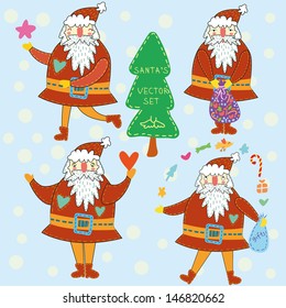 Funny cartoon Santa's.  vector set