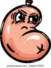 Funny Cartoon Sausage Hot Dog Style Character with Face for Logo or Mascot Design