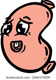 Funny Cartoon Sausage Hot Dog Style Character with Face for Logo or Mascot Design