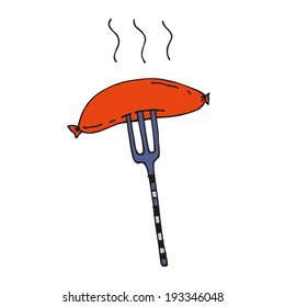 funny cartoon sausage on the plug
