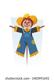 Funny Cartoon Scarecrow. Vector Illustration