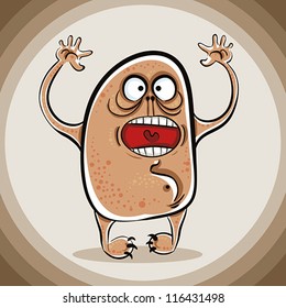 Funny cartoon scary monster, vector illustration.
