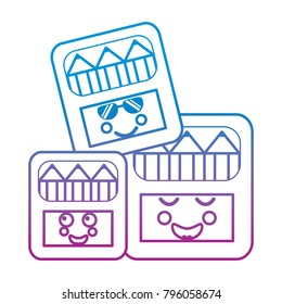funny cartoon school colors in box kawaii