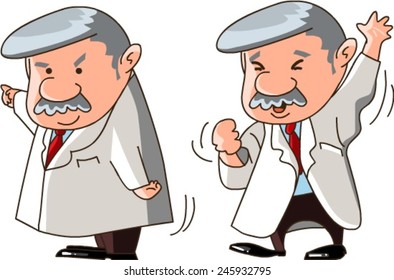 funny cartoon scientist isolated on white background