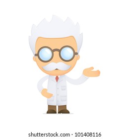 Funny Cartoon Scientist Various Poses Use Stock Vector (Royalty Free ...